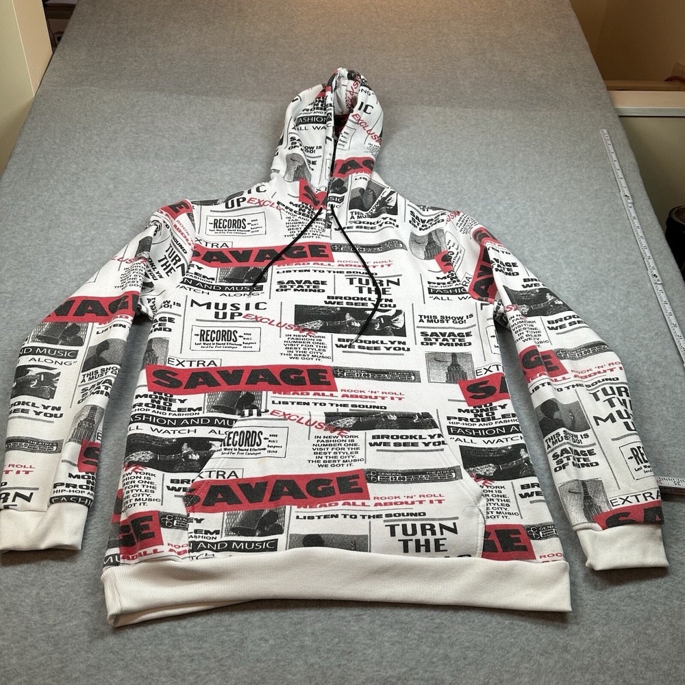 Seven Souls Savage Men's L Long‎ Sleeve Hoodie Pullover White NOTE